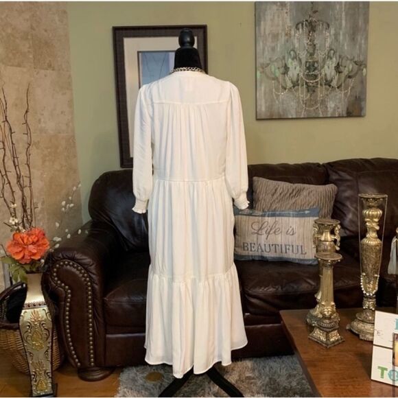 EXPRESS NWT Boho Ivory 3/4 Sleeve Midi Dress M - Picture 11 of 16
